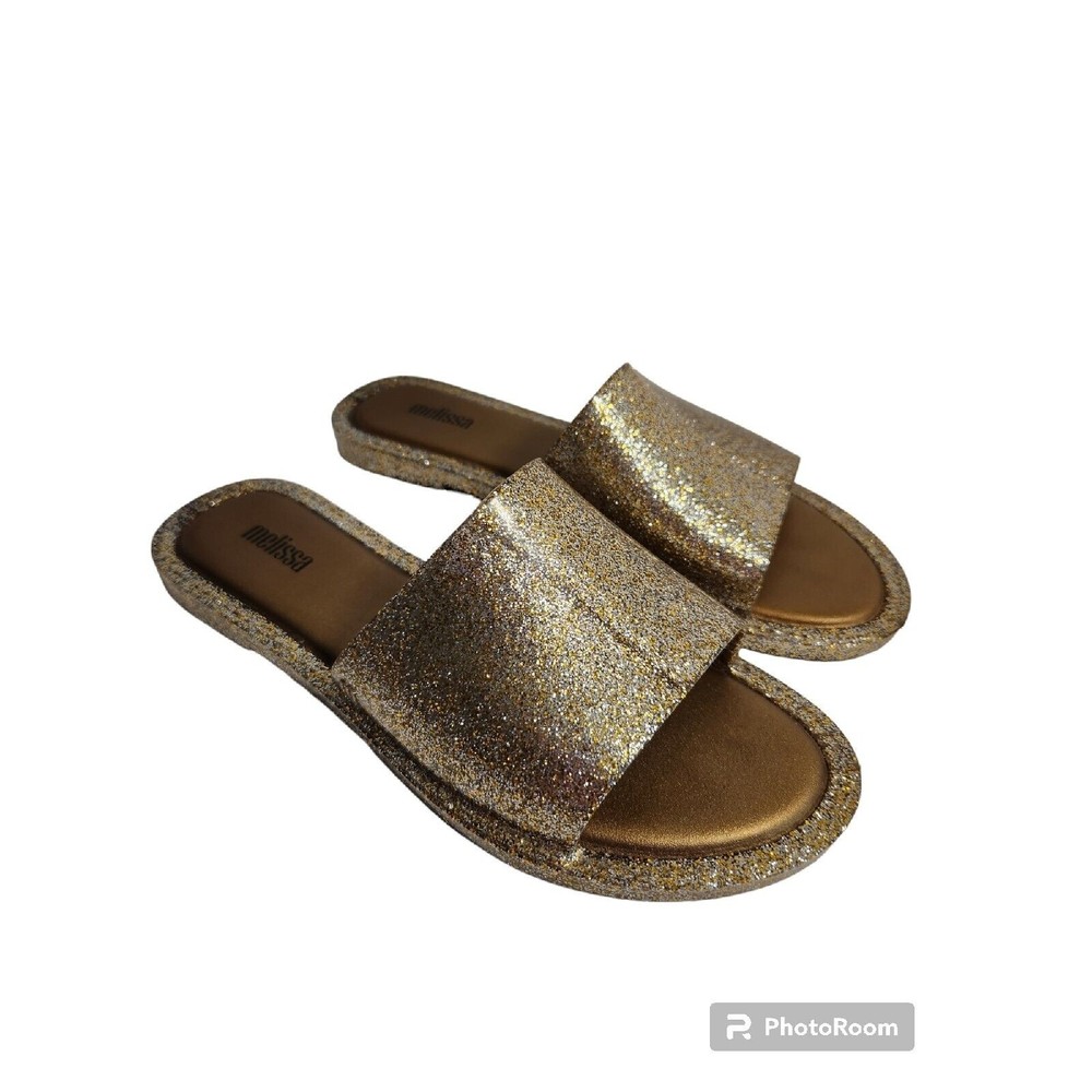 Melissa Glitter Women's Jelly Slide Sandals Size 6 Waterproof